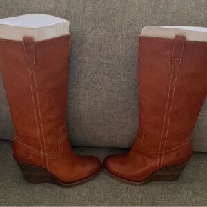 Same Day Shipping Vintage Frye Caroline wedge Campus Boot 5.5 Brown Leather